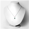 Image 2 : Plated Rhodium 0.65ct Emerald and Lab Diamond Pendant with Chain