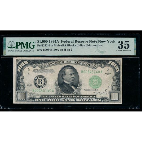 1934A $1000 New York FRN PMG 35