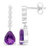 Image 2 : Plated Rhodium 2.00ctw Amethyst and Lab Diamond Earrings
