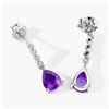 Image 4 : Plated Rhodium 2.00ctw Amethyst and Lab Diamond Earrings