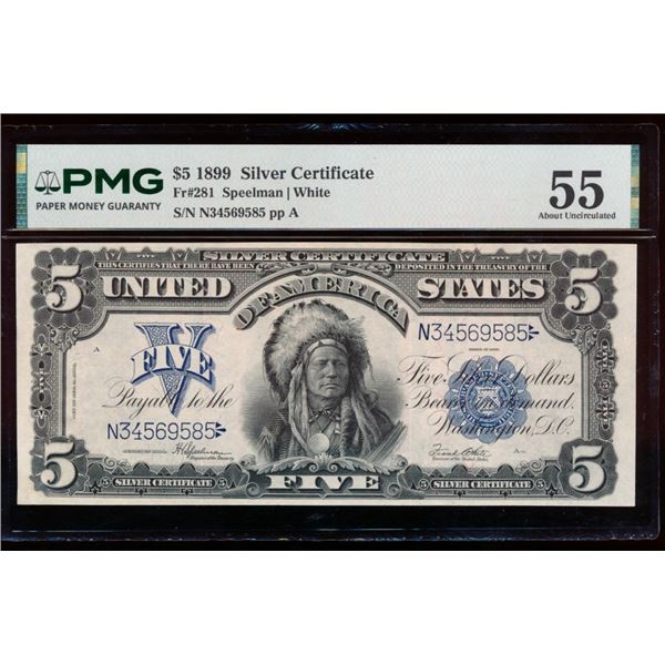 1899 $5 Chief Silver Certificate PMG 55