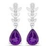 Image 1 : Plated Rhodium 2.00ctw Amethyst and Lab Diamond Earrings