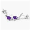 Image 4 : Plated Rhodium 2.00ctw Amethyst and Lab Diamond Earrings