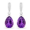 Image 1 : Plated Rhodium 2.70ctw Amethyst and Lab Diamond Earrings