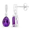 Image 2 : Plated Rhodium 2.70ctw Amethyst and Lab Diamond Earrings