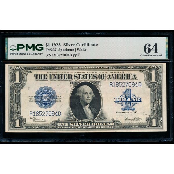 1923 $1 Silver Certificate PMG 64