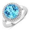 Image 1 : Plated Rhodium 4.00ct Swiss Blue Topaz and Lab Diamond Ring