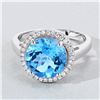 Image 4 : Plated Rhodium 4.00ct Swiss Blue Topaz and Lab Diamond Ring