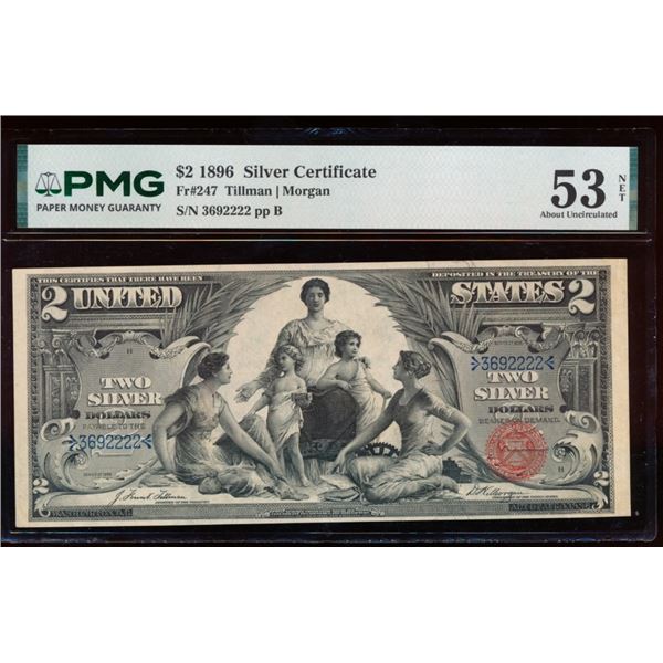 1896 $2 Educational Silver Certificate PMG 53NET