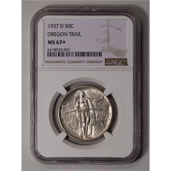 1937-D Oregon Trail Commemorative Half Dollar NGC MS67+