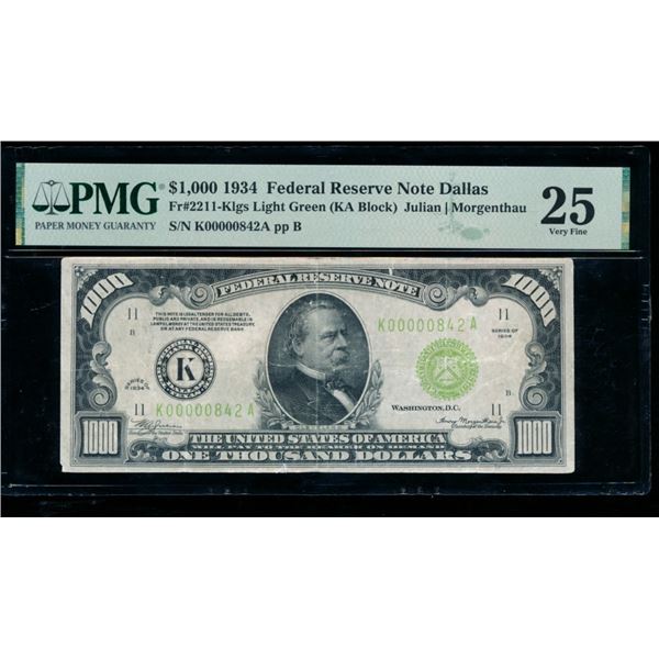 1934 $1000 Dallas FRN PMG 25