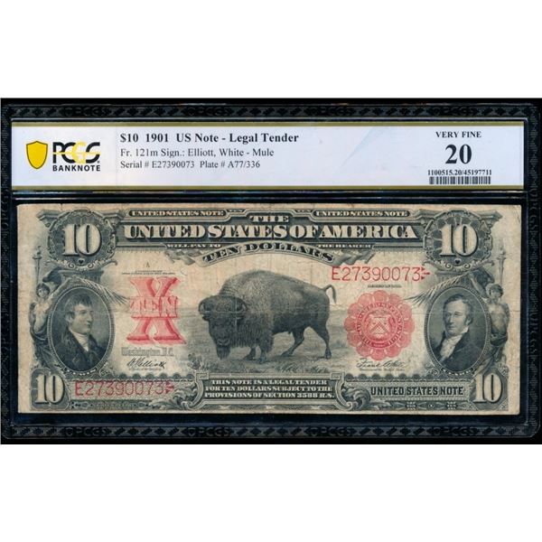 1901 $10 Bison Legal Tender Note PCGS 20