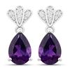 Image 1 : Plated Rhodium 2.70ctw Amethyst and Lab Diamond Earrings