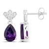 Image 2 : Plated Rhodium 2.70ctw Amethyst and Lab Diamond Earrings