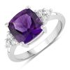 Image 1 : Plated Rhodium 2.60ct Amethyst and Lab Diamond Ring