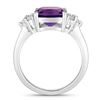 Image 2 : Plated Rhodium 2.60ct Amethyst and Lab Diamond Ring
