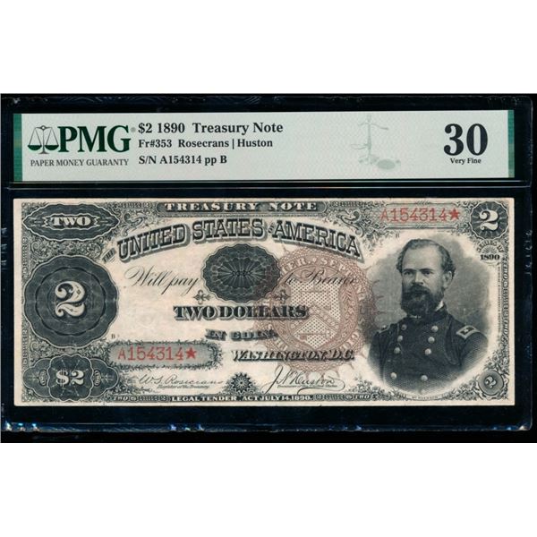 1890 $2 Treasury Note PMG 30