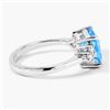 Image 3 : Plated Rhodium 3.40ct Swiss Blue Topaz and Lab Diamond Ring