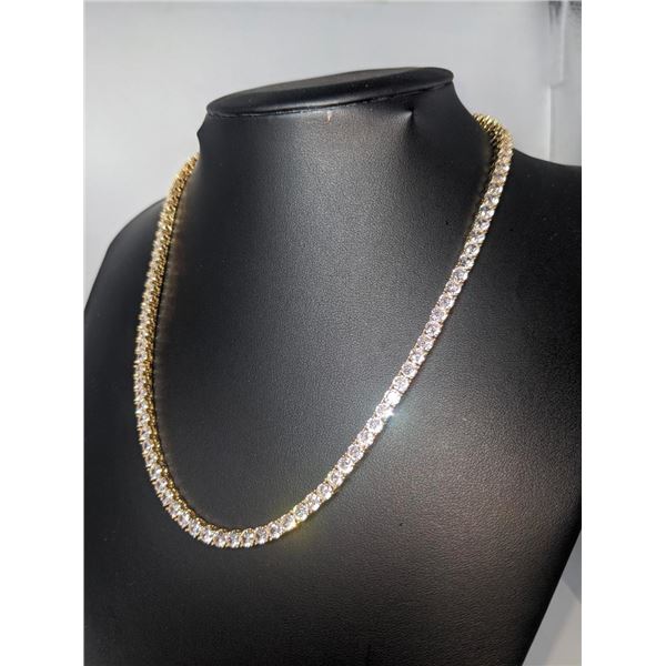 Plated 18KT Yellow Gold 36ctw Simulated Diamond Tennis Necklace