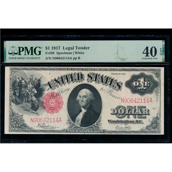 1917 $1 Legal Tender Note PMG 40EPQ