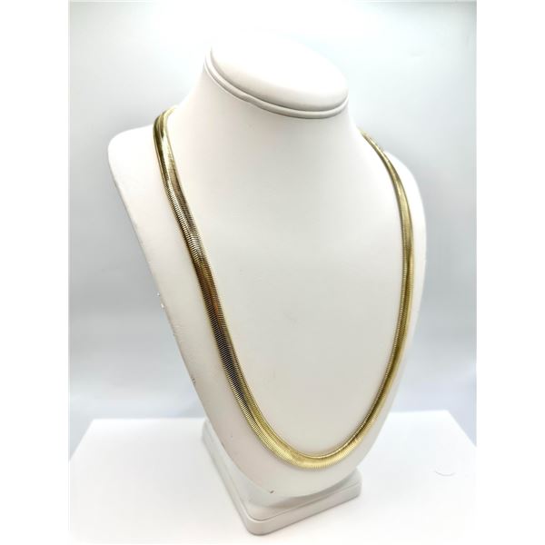 Sharp 37.6 Gram 14 Kt Tri-Layered .925 Sterling Silver Plate Herringbone Necklace