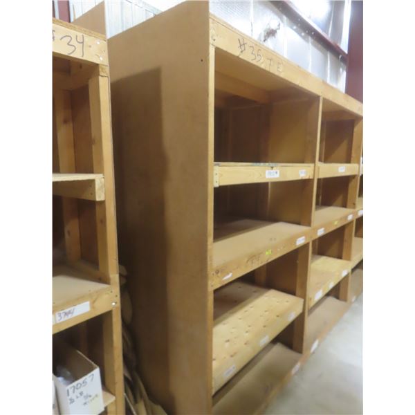 Wood Shelving 7 ft H × 48" D × 19 ft.  Product Not Included.