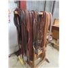 Image 1 : Wood Rack w/ Leather Straps and Accessories