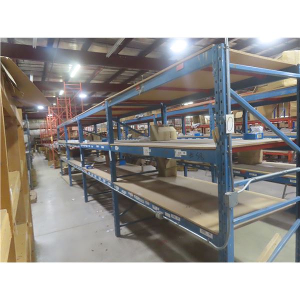 Pallet Racking 48" Deep:  5 Uppers 8 ft, 24 Side Rails 8 ft with Wood Shelving.  No Product