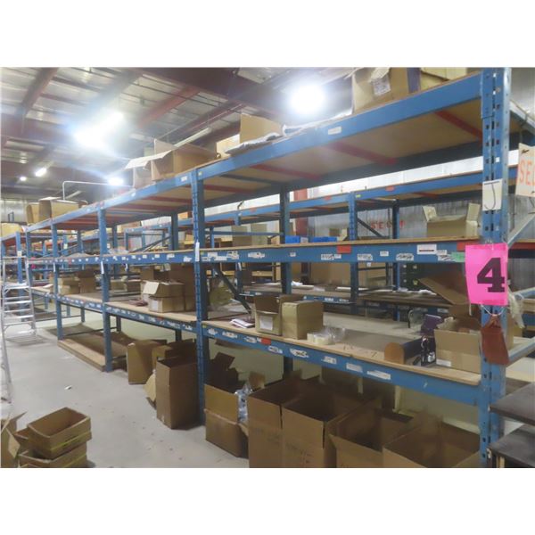 Pallet Racking 48" Deep:  5 Uppers 8 ft, 24 Side Rails 8 ft with Wood Shelving.  No Product Included
