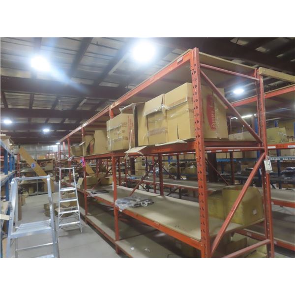 Pallet Racking 48" Deep: 5 Uppers 10 ft, 32 Side Rails 8 ft with Wood Shelving.  No Product