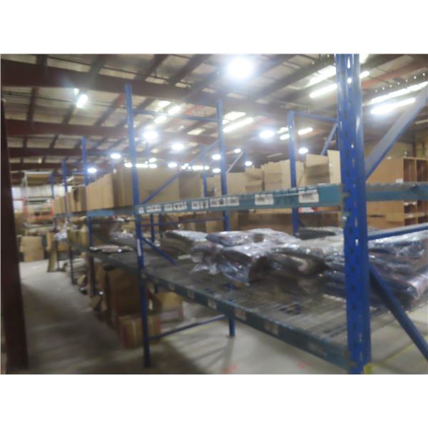 Pallet Racking 48" Deep:  5 Uppers 10 ft, 16 Side Rails 8 ft with Wire Mesh Shelving.  No Product In