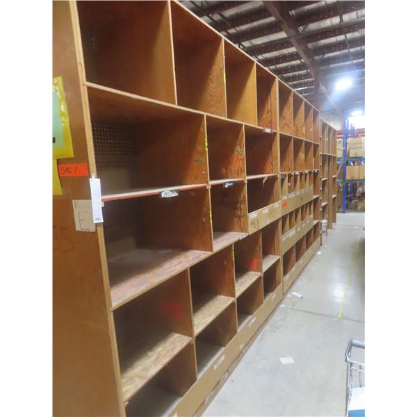 Wood Shelf Unit 8 ft H × 24" D × 8 ft – Qty 3.  No Product Included