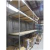 Image 1 : Metal Adjustable Shelving – 3 Uppers 12 ft, 16 Side Rails 8 ft, Wood Shelving – Qty 8.  No Product I