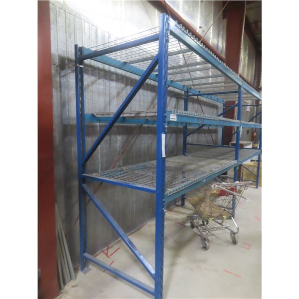 Pallet Racking 42" Deep:  3 Uppers 8 ft, 12 Side Rails 8 ft with Wire Mesh Panels.  No Product Inclu