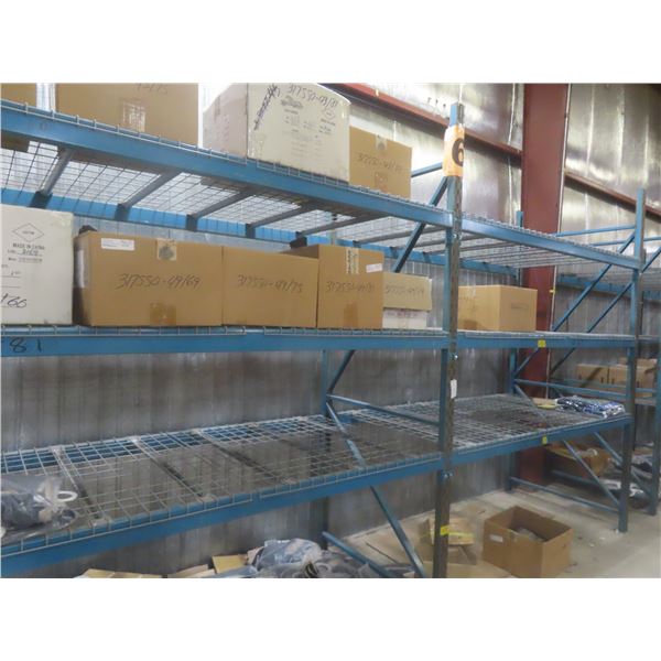 Pallet Racking 48" Deep: 3 Uppers 10 ft, 12 Side Rails 8 ft with Wire Mesh Panels.  NO Product Inclu