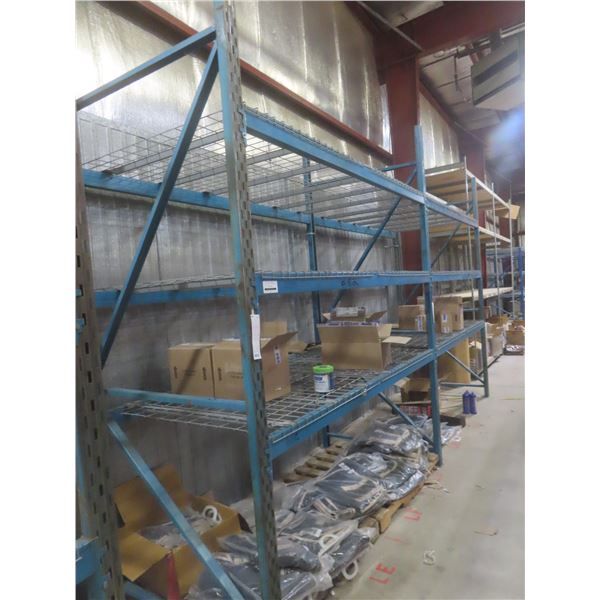 Pallet Racking 48" Deep:  3 Uppers 10 ft, 12 Side Rails 8 ft with Wire Mesh Panels.  No Product Incl