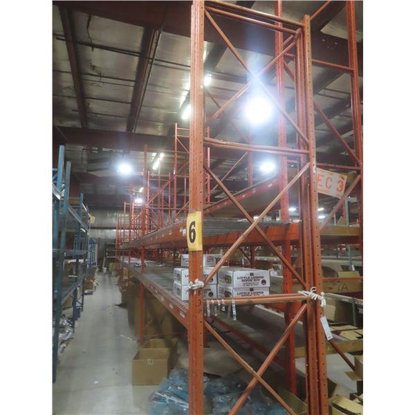 Pallet Racking 42" Deep:  9 Uppers 10 ft, 28 Side Rails 12 @ 10 ft and 16 @ 12 ft with Wire Mesh 