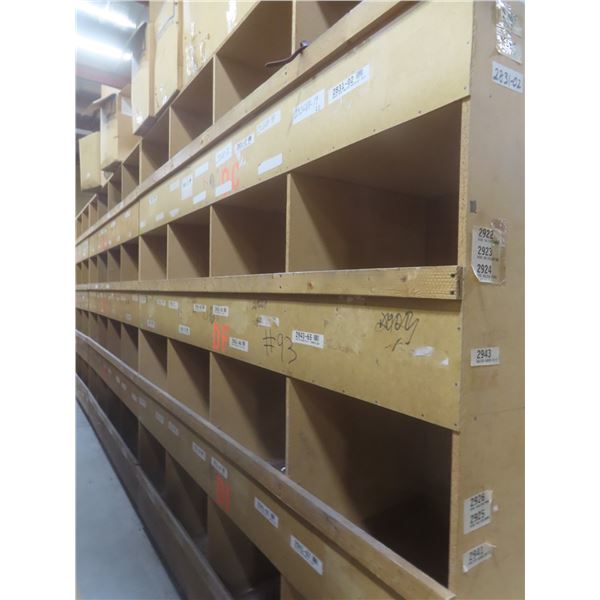 Wood Pigeon Hole Style Cabinet 8 ft H × 24" D × 8 ft – Qty 3.  No Product Included.
