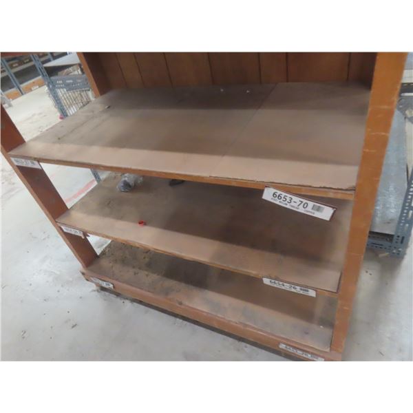 Wood Framed Adjustable 6-Tier Shelf Unit 8 ft H × 4 ft × 2 ft D. Product Not Included.