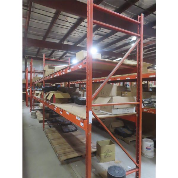 Pallet Racking 43" Deep:  3 Uppers 10 ft, 8 Side Rails 12 ft with Wood Shelving.  Product Not Includ