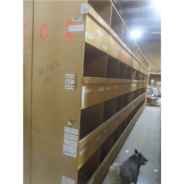 16-Hole Pigeon Hole Wood Shelving Unit 8 ft H × 8 ft L × 24" Deep – Qty 3. Product Not Included.