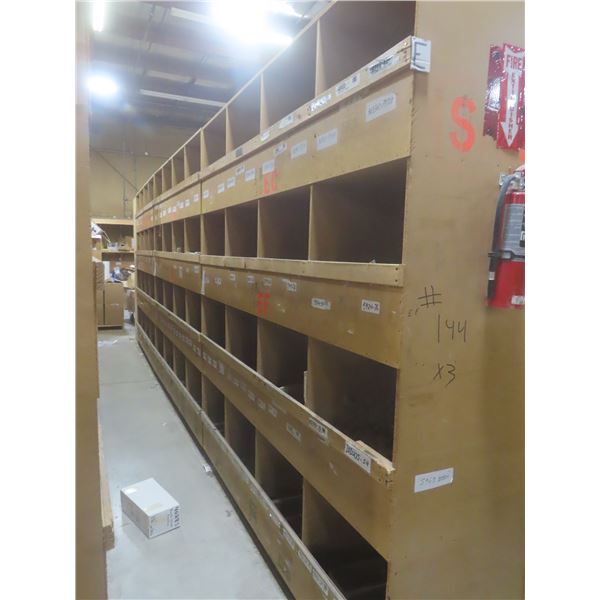 16-Hole Pigeon Hole Wood Shelving Unit 8 ft H × 8 ft L × 24" Deep – Qty 3. Product Not Included.