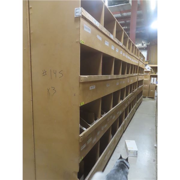 16-Hole Pigeon Hole Wood Shelving Unit 8 ft H × 8 ft L × 24" Deep – Qty 3. Product Not Included.