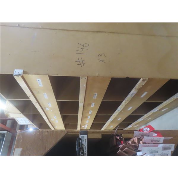 16-Hole Pigeon Hole Wood Shelving Unit 8 ft H × 8 ft L × 24" Deep – Qty 3. Product Not Included.