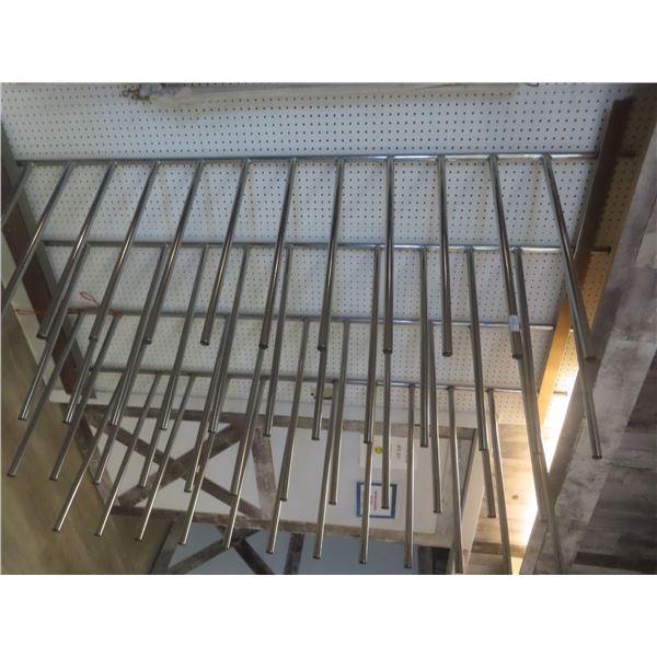Stainless Steel Wall-Mount Moveable Display Rack, 4-Piece, 82 x 48" W × 29"