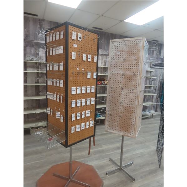 Revolving 4-Sided Pegboard Store Display on Pedestal Base w/ Hooks, Approx 82 x 19 x 19" – Qty 2.  