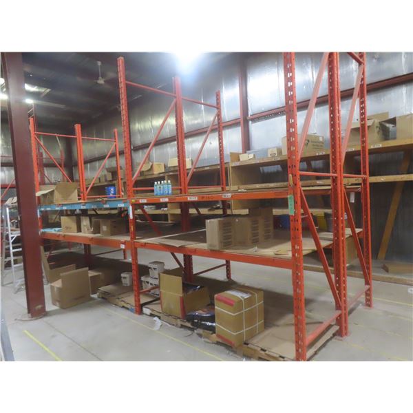 Pallet Racking 42" Deep:  8 Uppers 12 ft, 24 Side Rails (8 @ 8 ft, 16 @ 12 ft) with Wood Shelving.  