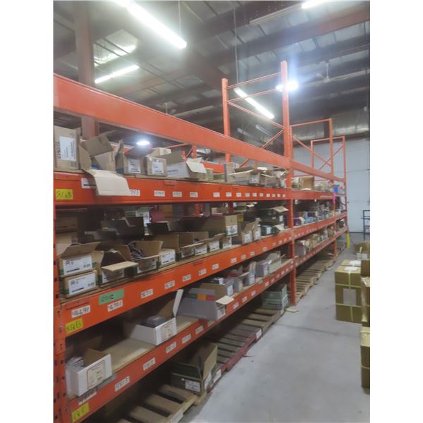 Pallet Racking 42" Deep:  4 Uppers 12 ft, 24 Side Rails (16 @ 12 ft, 8 @ 8 ft) with Wood Shelving.  