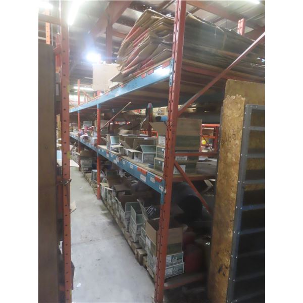 Pallet Racking 48" Deep:  5 Uppers 10 ft, 20 Side Rails 10 ft with Wood Shelving.  No Product Includ