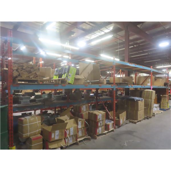 Pallet Racking 42" Deep:  4 Uppers 10 ft, 16 Side Rails 12 ft with Wood Shelving.  No Product Includ
